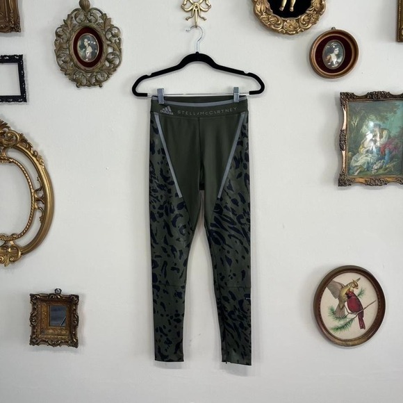 Stella McCartney Pants - Stella McCartney x Adidas Olive Green Leopard Print Performance Leggings – XS